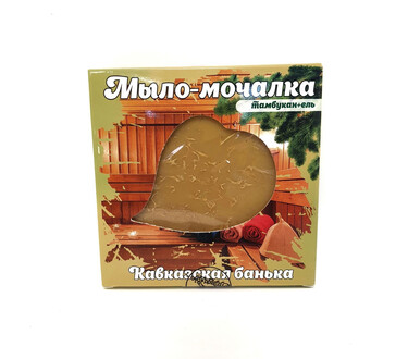 Мыло-мочалка Кавказская банька ель для тела 90 гр