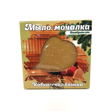 Мыло-мочалка Кавказская банька ель для тела 90 гр