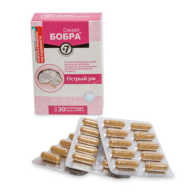 Капсулы Секрет Бобра 7+ острый ум № 30